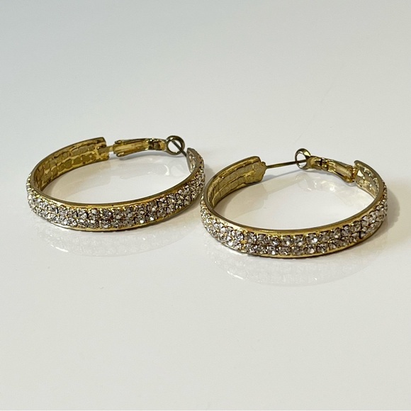 Gold Rhinestone Hoops - Picture 5 of 9